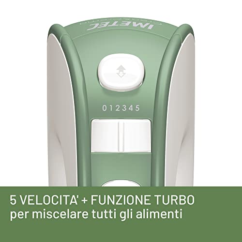 Imetec Sbattitore elettrico Crea&Crema, Fruste extralunghe, Ganci acciaio inox, 5 velocità, Funzione turbo, 500 W 4 Imetec Sbattitore elettrico Crea&Crema, Fruste extralunghe, Ganci acciaio inox, 5 velocità, Funzione turbo, 500 W
