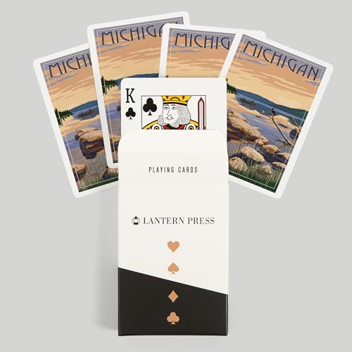 Lantern Press Baraja de Poker Michigan Lake Sunrise 52 Cartas miniatura 6