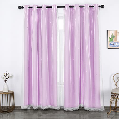 Rideau occultant violet double couche de qualité supérieure 94 cm