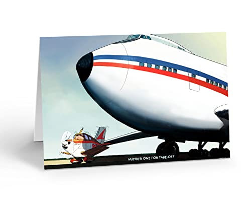 Image of Stonehouse Collection | Funny Vintage Airplane Pilot Note Card | 10 Boxed Air Plane Take Off Note Cards & Envelopes | Pilot Gift (No. 1 for Take Off)
