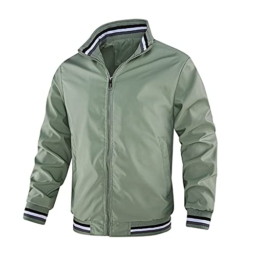 Dreamyth Mens Jackets Casual Solid Color Sports Jackets Lightweight Wind & Water Resistant Jacket with Zipper Pockets, C-green-03