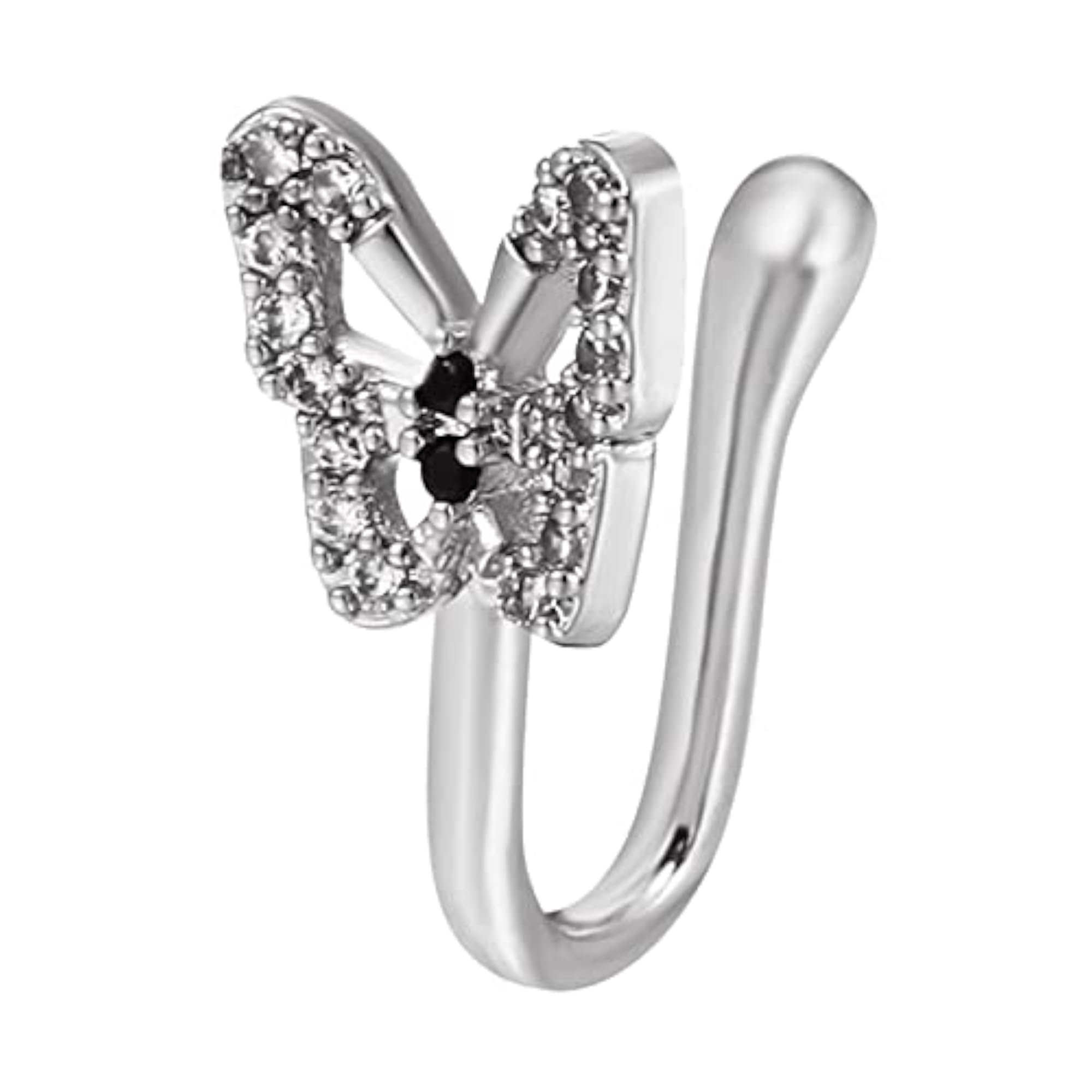 5x Women's Rhinestone Copper Clip-On Nose Rings, No Piercing