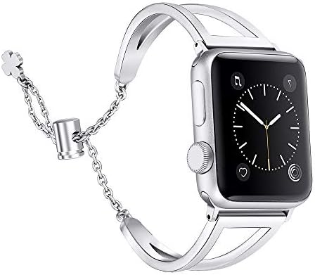 Secbolt Bands Compatible with Apple Watch Band 38mm 40mm iWatch SE Series 6/5/4/3/2/1, Women Dressy Metal Jewelry Bracelet Bangle Wristband Stainless Steel