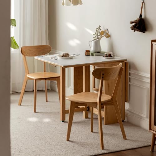 Sillas de comedor de madera de roble estables para estudio y dormitorio 6
