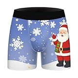 Ainuno Mens Christmas Boxers Snowflake Underwear Men Santa Print Gifts Stocking Stuffer Ugly Xmas Underpants Mans Pjs Shorts,M