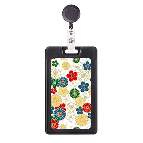 Porte-badge rétractable Ukiyo-e avec cordon robuste en nylon fleur Japon