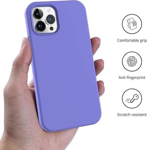 Image of DIZORO Silicone Back Case for iPhone 12 Pro Max, Soft-Touch Phone Microfiber Silicone Back Cover for iPhone 12 Pro Max- Purple