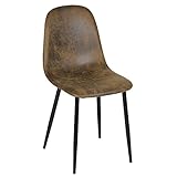 HOMYLIN Esszimmerstühle, bequem, gepolstert, Wildleder, Armlehnenlose Sitzgelegenheit für Zuhause, Küche, Schlafzimmer, Wohnzimmer, Restaurant, Café, Braun, 1 Stück