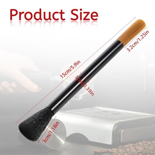Giantree Dual Head Coffee Brush, Coffee Grinder Brush, Dusting Espresso Brush Coffee Grinder Cleaner, Barista Tools for Coffee Machine Toaster Cleaning(Black) - Thumbnail 5