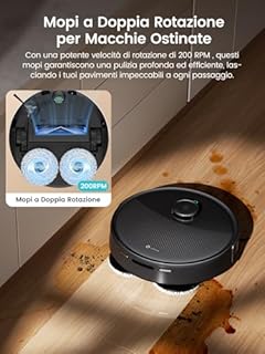 Lefant M3 Robot Aspirapolvere Lavapavimenti con Mappatura, LiDAR dToF, 12000Pa, Ostacoli PSD, Stazione All-in-One, 3.2L Autosvuotante, Lavaggio Mop a 45°C e Asciugatura, WiFi 2.4G/5G, Alexa/APP, Nero