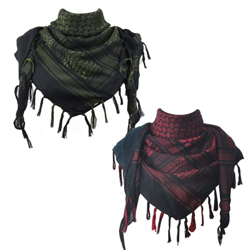 Image of Explore Land Cotton Shemagh Keffiyeh Tactical Desert Scarf Neck Head Wrap with Tassel for Men Women