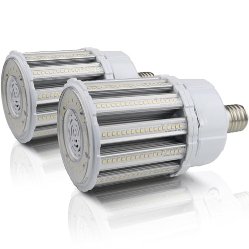 Bright Source LED Corn Light Bulb, E40, 80W, 10400lm, 360° Beam Angle, 6000K Daylight White, Replaces Metal Halide/Son/HID/HPS for Large Spaces/Street/Parking/Garage/Warehouse & Factory, 2 Pack