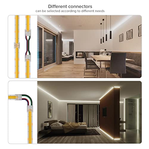 Sezo Cobcct&Cob Rgb Light Strip Connectors Kit 12Pcs 4Pin 10Mm Transparent Unwired Strip To Wire Connectors #TOP5
