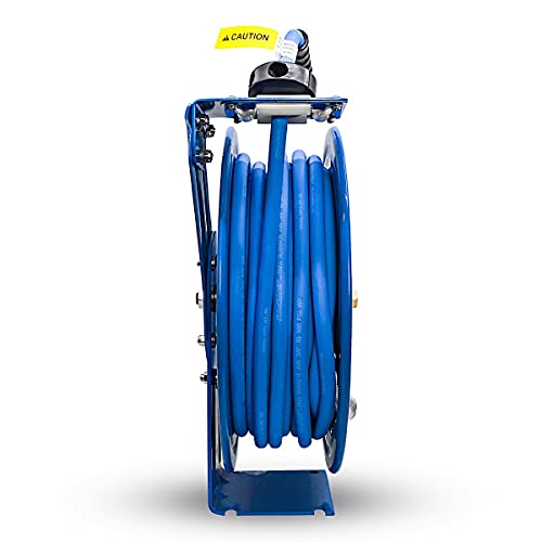 Blubird Bbr3875 18Ga. Retractable Hose Reel With 3/8" X 75' Air Hose, 12 Point Ratcheting Gear, Next-Gen Rubber, Lightest, Strongest, Most Flexible, 300 Psi, -50F To 190F Degrees, Polyester Braided #TOP7