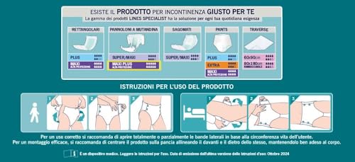 Lines Specialist Pannolone a Mutandina Maxi Plus per Incontinenza Donna e Uomo, Alta Protezione fino a 12 ore, Zero Odore, Taglia M, Scorta Mensile, Confezione da 48 Unità - Immagine 2
