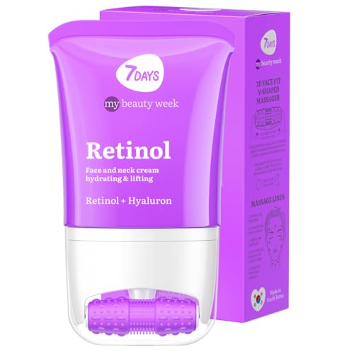 7Days Crema Facial Hidratante con Retinol y Ácido Hialurónico | Crema Reafirmante para Cara y Cuello | Rodillo Anti-Hinchazón | Korean Skincare 80ml