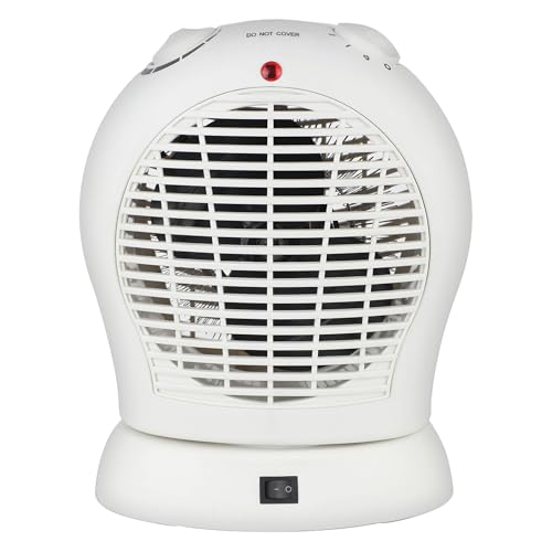 Igenix 2kW Upright Oscillating Fan Heater – 2 Heat Settings, Adjustable Thermostat, Overheat Protection, Tip Over Switch, Carry Handle, Power Indicator Light – White