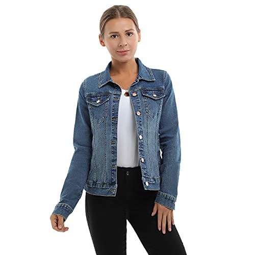 FLYING BANANA Damen Jeansjacke Jeans Jacke, hellblau, Large Cover
