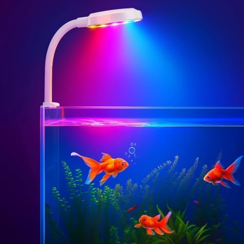 BURAQ Pets N6 WRGB LED Light 2.5W for Nano Fish Tank 3 Modes Flex Arm