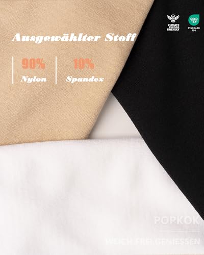 POPKOK Radlerhose Damen Kurz für Kleid Anti Scheuern Unterhosen Slip Shorts 3er-Pack (L, Schwarz/Nude/Weiß)
