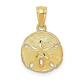 Auriga Fine Jewelry 14K Yellow Gold Polished and Textured Sand Dollar Pendant (L- 0.70 Inch, W- 0.43 Inch)