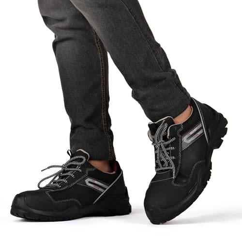 Image of PERF Typhoon Low Ankle Safety Shoes - Water-Repellent Diamond Leather Work Boots, Breathable Lining, Lightweight for Outdoor Performance