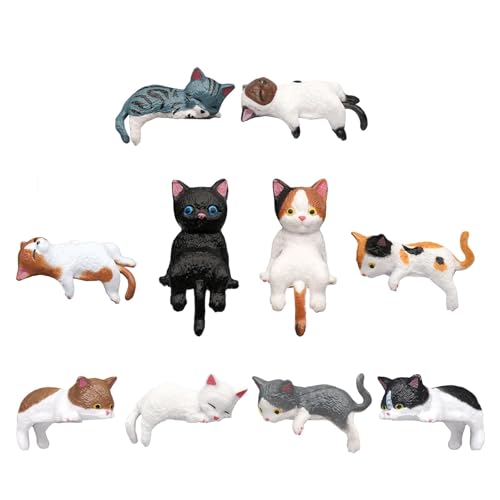 Set of 10 Cat Car Interior Accessories Dashboard Decorations,Cute Car Dash Decor Rearview Mirror Ornament for Women Girl (Cat 10 Pcs)