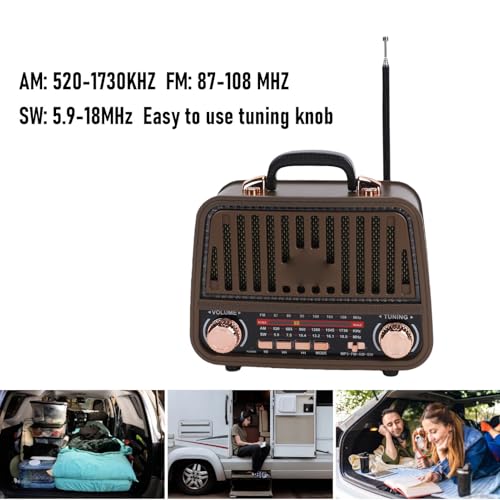 Altavoz Retro Bluetooth con Radio AM FM SW Recargable miniatura 5