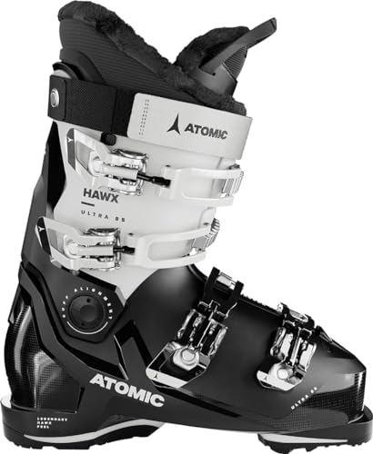 ATOMIC HAWX Ultra 85 W GW Ski Boots - Size 25/25.5 - Women's Ski Boots in Black/White - Boots with 3D Ankle & Heel for Anatomical Fit - Slim Ski Boots with 98 mm Fit
