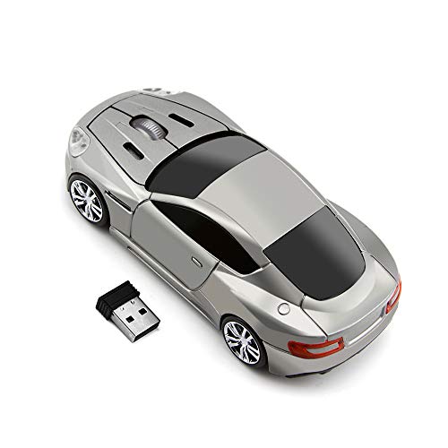 Ecoinva Wireless Sports Car Mouse Laptop Desktop Mouse Computer Optical Mice 2.4Ghz Usb Mouse (Gray) #TOP3