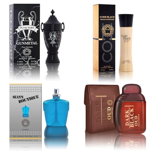 Cologne for Men Set (100ml x 4PCS Variety Pack), BCIGold, DarkOud, InvictGun, SeanB4m, Long Lasting Perfume for Men All Day Use