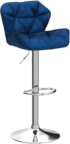 Miniatura 4 de Roundhill Furniture Breni - Taburetes de bar giratorios de terciopelo con diamantes de altura ajustable, juego de 2, color azul