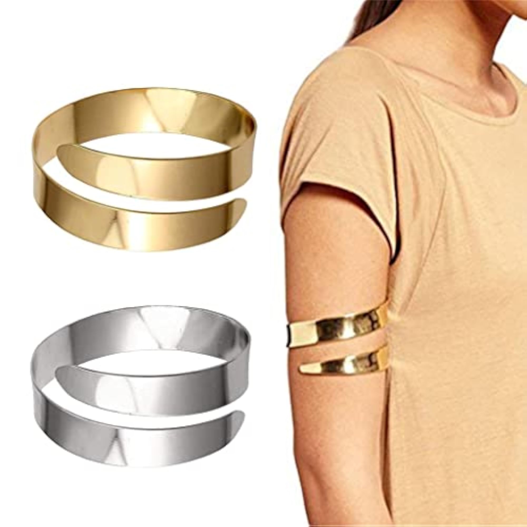 Fashion Punk Swirl Upper Arm Cuff Bracelet, Gold