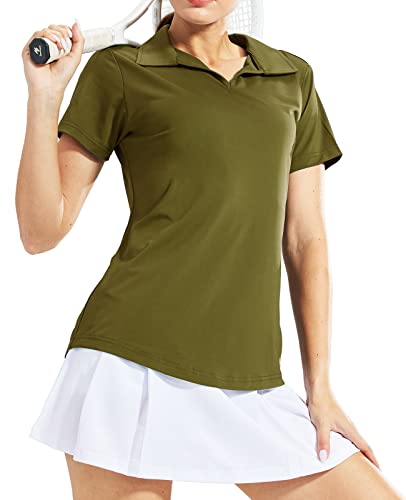Image of MIER Womens Golf Shirts - V Neck UPF 50+ Dry Fit Tennis Polo