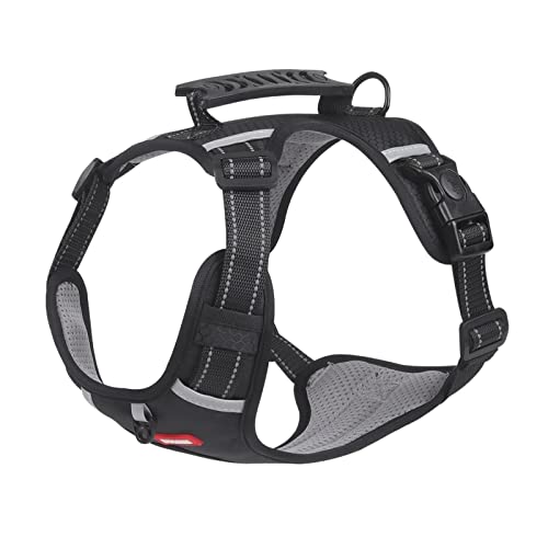 ROROR Vest Type Dog Harness with Handle Reflective Adjustable Chest Strap for Medium Large Dogs Pet Supplies(Black,-L)