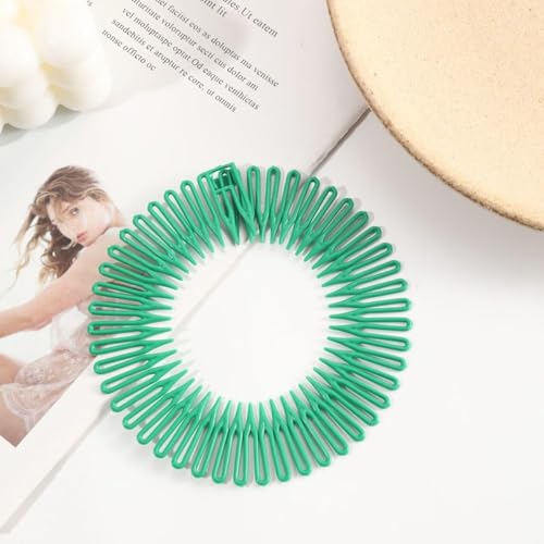 Wavy Hair Hoop Wig Clips Invisible Teeth Headband Flexible Circle Headband Styling Tools Headwear Stretch(green)