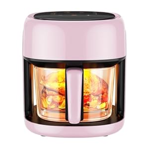 Glass Air Fryer, Large 6-Quart Capacity Airfryer with Easy-View Glass Basket, 8-In-1, Adjustable Temperature, Touchscreen Display, Compact and Large, Nonstick & Dishwasher Safe Fry Bowl