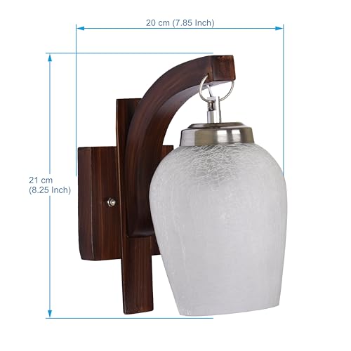 Image of BENE Birch Wooden Indoor Modern Wall Lamp, E-27 Base Wall Light for Home Decor, Kitchen, Living Room, Bedroom, 12 cm (Light Brown, Pack of 2)