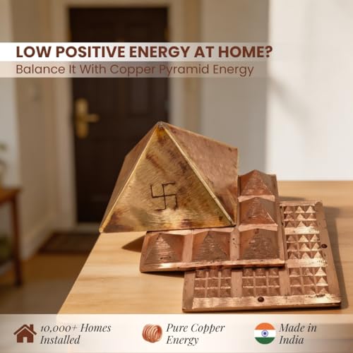 Image of Plus Value Pure Copper Pyramid Set for Vastu Remedies, Positive Energy, Wish Pyramid 100x Powerful Goals and Wish Manifestation (Size: 4-Inches, Home, Office, Building, Factory, Shop Decor)