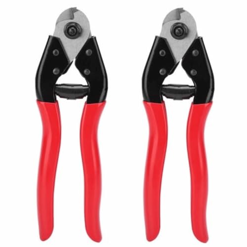 2-Pack 8-Inch Heavy-Duty Wire Cable Cutter - Steel Wire Rope Cutting Tool for Bike Brake Cables, Fence Wires & DIY Projects (7.5-Inch, Red Handle)‌