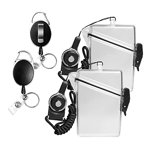 2 Pack Sport Waterproof Id Card Badge Holder Case With Lanyard Cover Multiple Credit Cards, Registration, Ins Card Heavy Duty Durable Locker #TOP2
