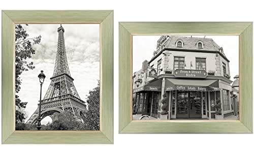 Harmony Frames 10X12 Bordered Wood Design Picture Frame Gallery Display Wall And Tabletop, Green ~ Ivory #TOP4