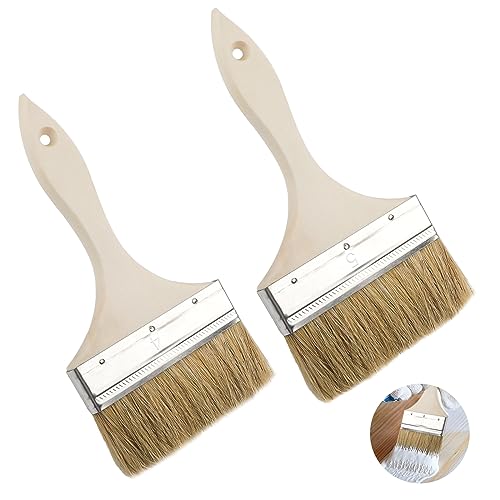 Multipurpose Paint Brush 2 pcs Large Fence Paint Brush 4.9 inch 3.9 inch Thick Masonry Painting Brushes for Varnishing Staining Wood Wall Shed Decking Furniture