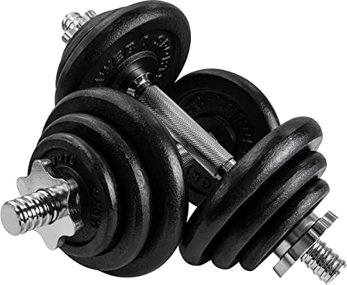 Miweba Sports Juego de mancuernas MKH120, 20 kg, mancuernas con maletín, para mujeres y hombres, juego de mancuernas, maletín, pesas cortas, discos de hierro fundido, mango ergonómico, mancuernas