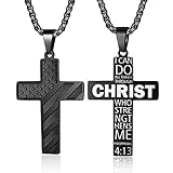 ZRAY American Flag Cross Necklace for Men Stainless Steel Chain 24inch Bible Verse Pendant Patriotic