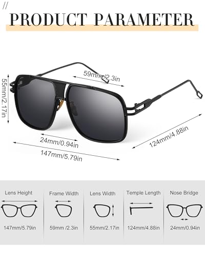 Image of Frienda 3 Pairs Retro Sunglasses for Men Oversized Men Shades Glasses Fashion Alloy Metal Gold Frame Polarized Sun Glasses