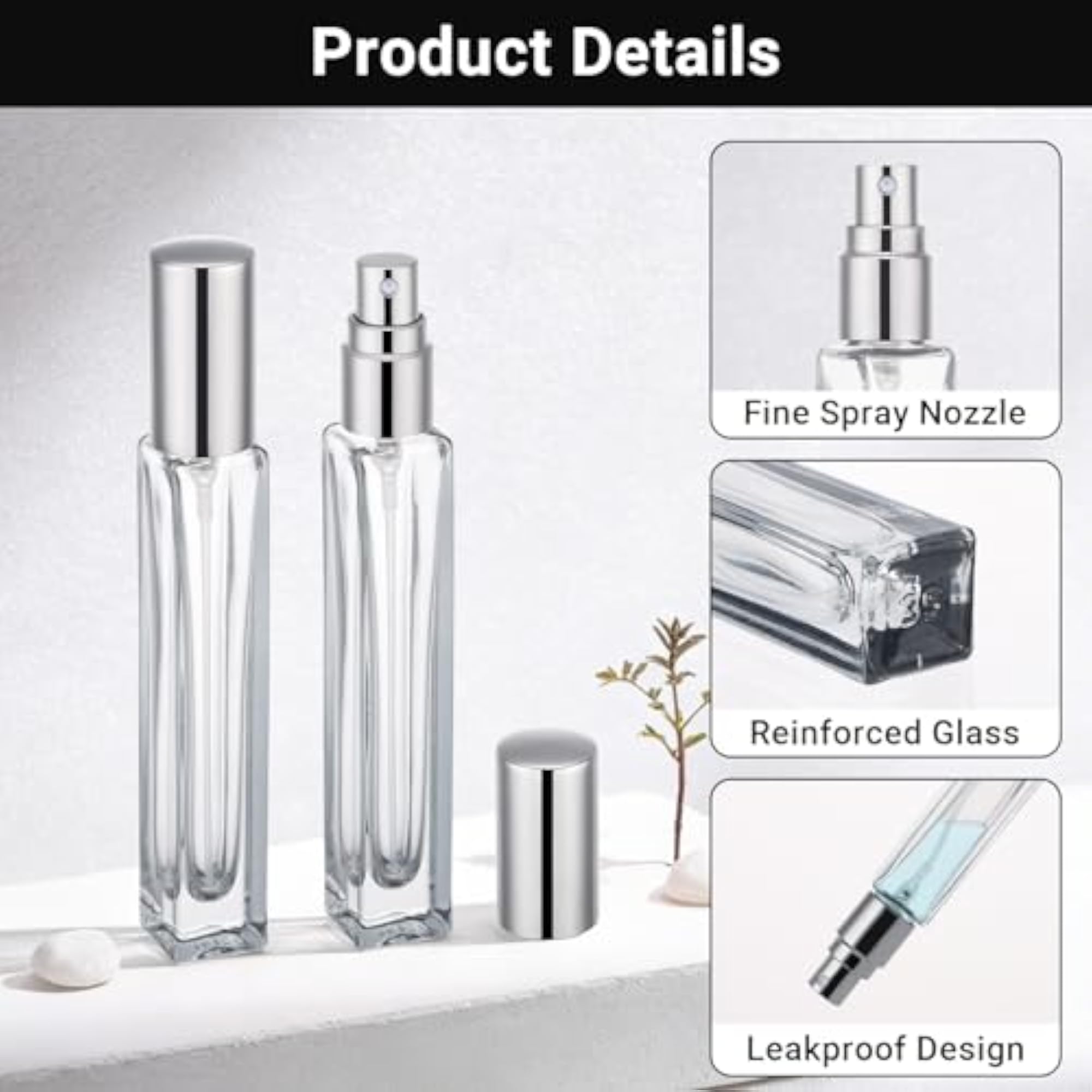 10 Pcs 10ml Refillable Perfume Spray Bottle, Glass Travel Aftershave Dispenser