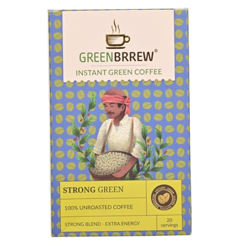 Image of Greenbrrew Strong Instant Green Coffee - 20 Easy Mix Sachets, Pack of 1 (60g)