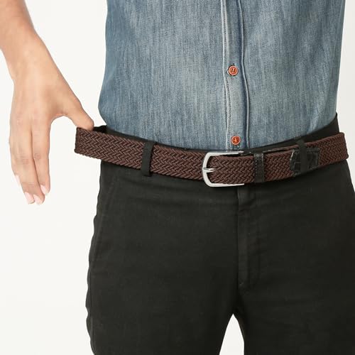 Image of LOUIS STITCH Men's Braided Elastic Stretch Belt with Leather Tipped End Stretchable Canvas Waist Band for Men Women Boys Girls Unisex (Width 3 cm) (BE-EL)