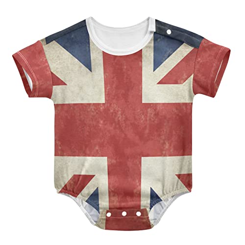 Wusikd British Flag Baby Bubble Romper Newborn Boy Girl Short Sleeve Bodysuit Summer Clothes Outfits 6M
